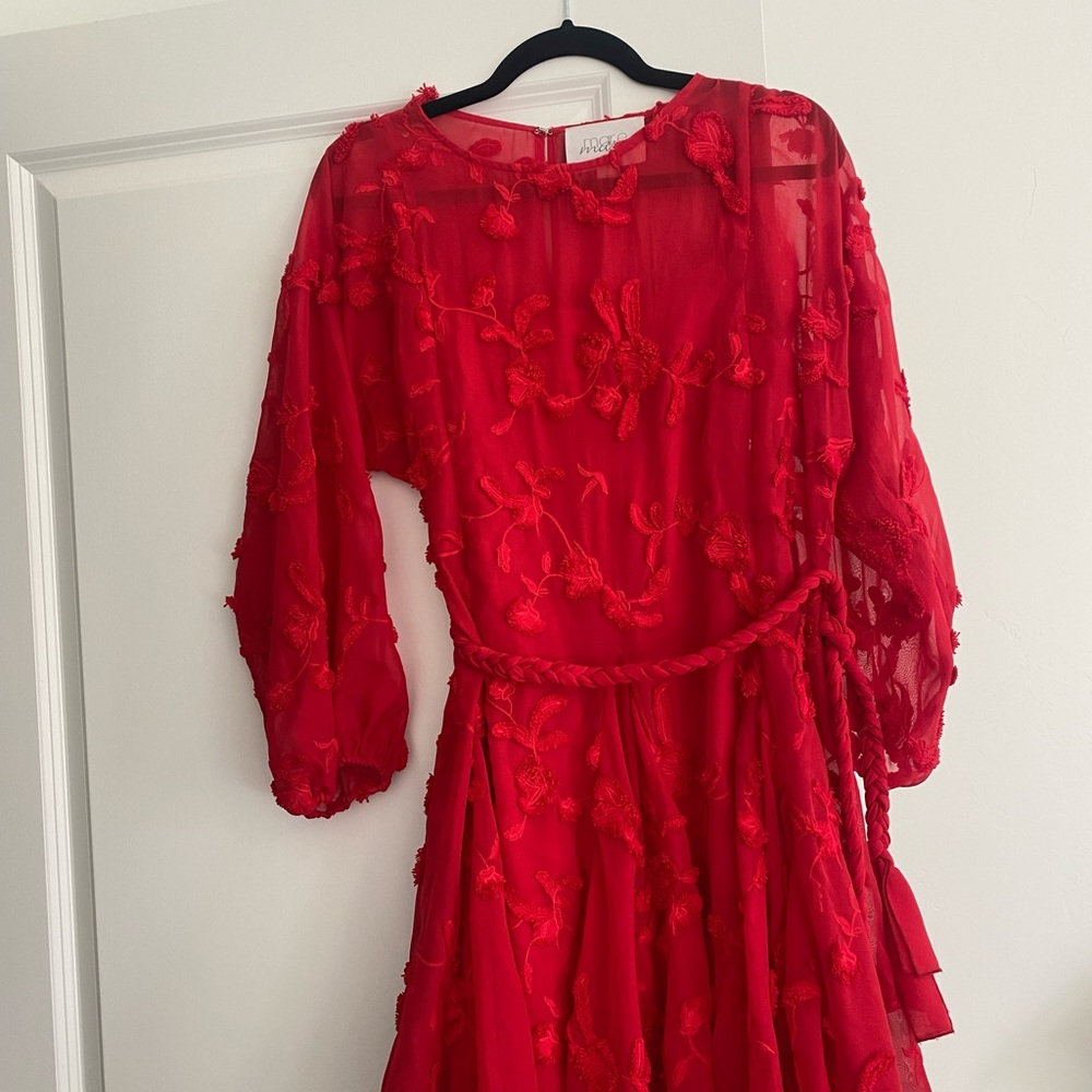 Red anthropologie floral dress